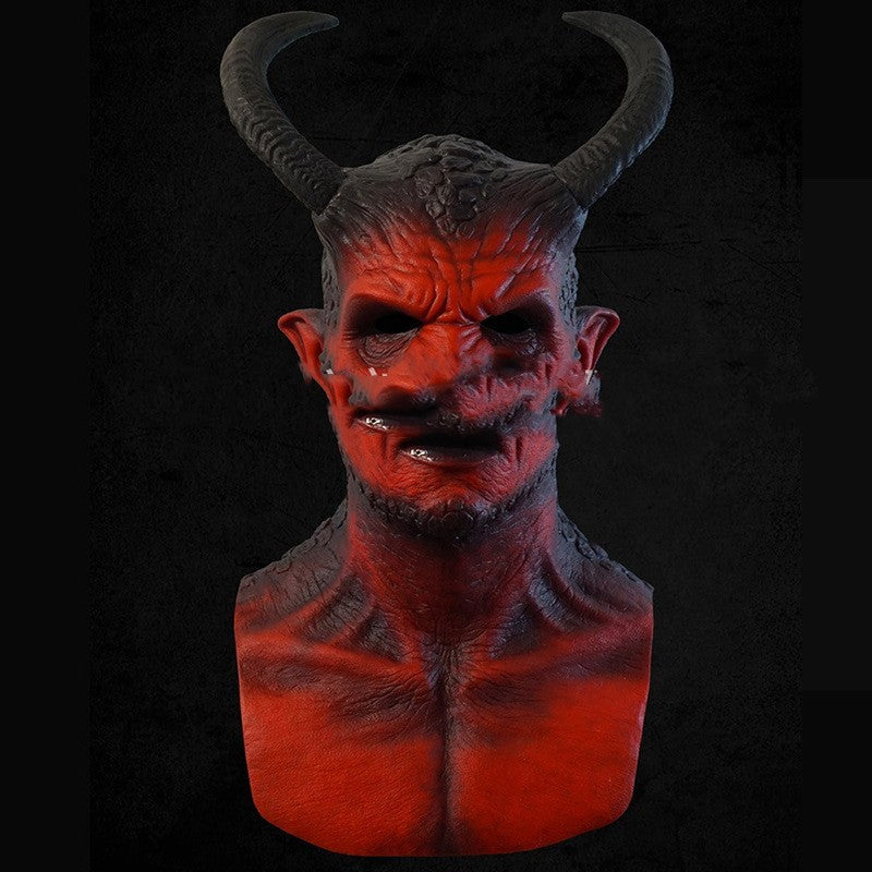 Full head red devil latex mask, view 7 - MRSLM