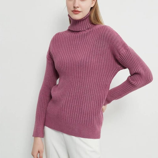 elegant turtleneck pullover sweater, view 2 - MRSLM