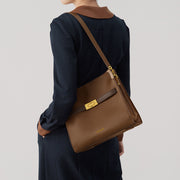 split leather bucket tote, view 5 - MRSLM