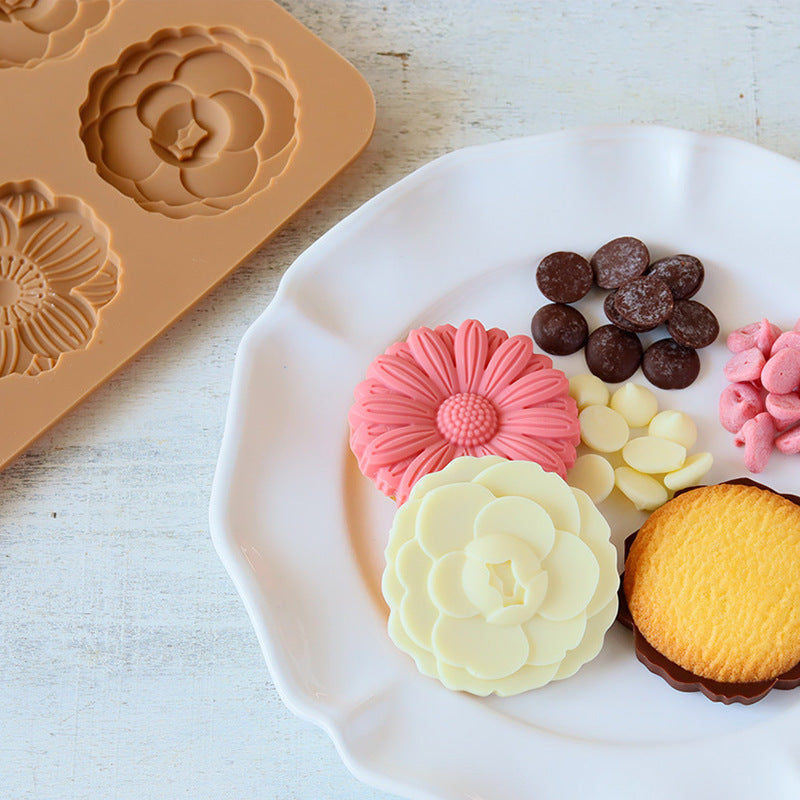 three-flower silicone cookie mold, view 3 - MRSLM