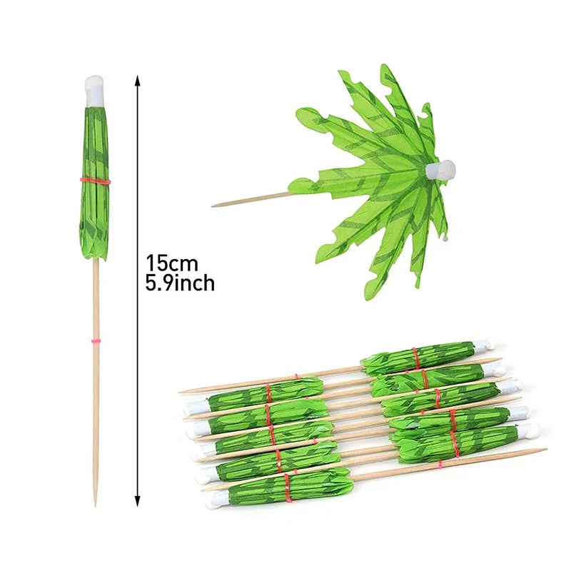 mini coconut tree paper umbrellas, view 2 - MRSLM