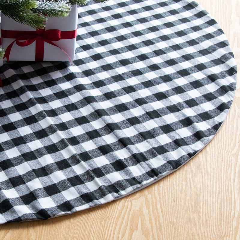 black and white plaid christmas tree skirt, view 5 - MRSLM