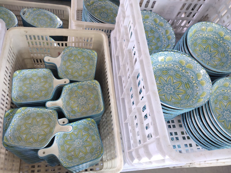 bohemian ceramic plates and bowls set, view 9 - MRSLM