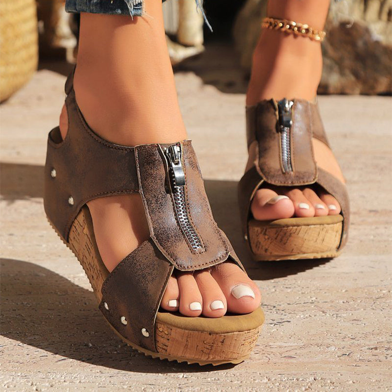 Zipper wedge sandals, view 5 - MRSLM