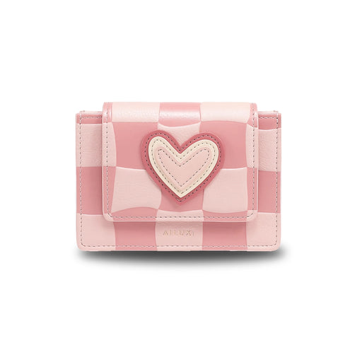 Checkerboard trifold wallet with cartoon print - MRSLM