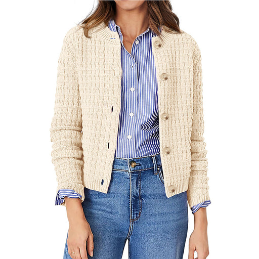 women's knitted cardigan sweater coat, view 3 - MRSLM