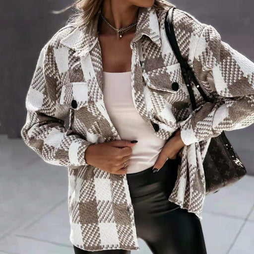 Women's plaid shirt jacket, view 5 - MRSLM