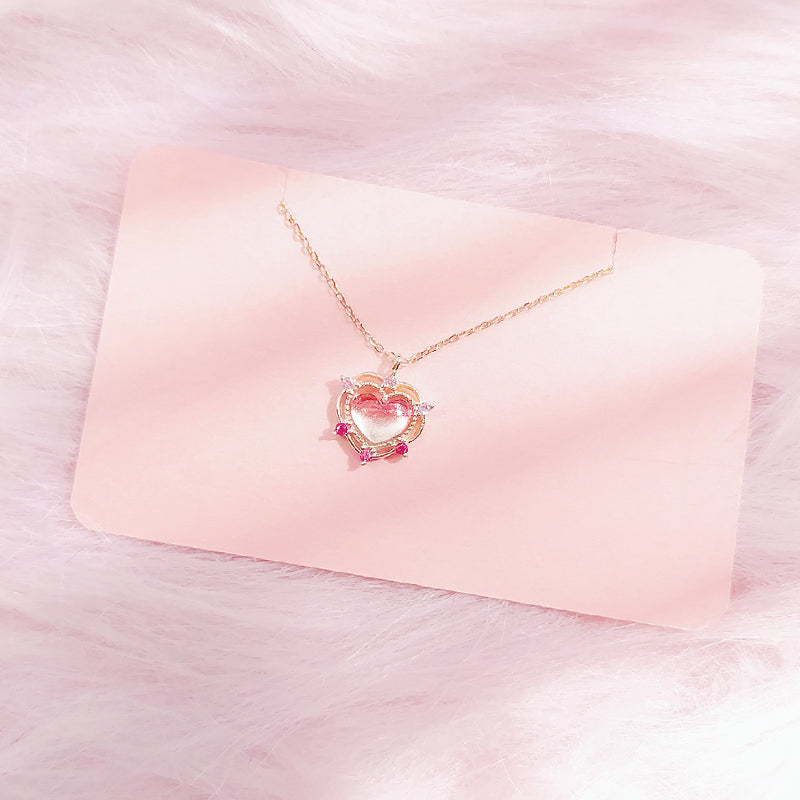 sterling silver peach amethyst heart necklace, view 7 - MRSLM