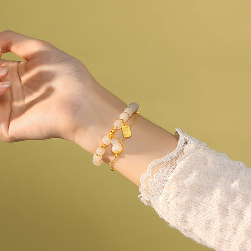 hetian jade silver gourd double bracelet - MRSLM