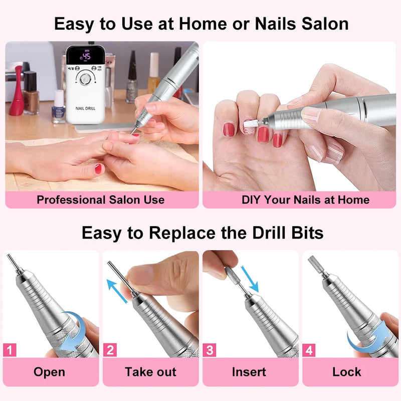 45000rpm rechargeable electric nail drill, view 9 - MRSLM