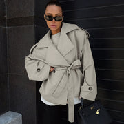 loose long sleeve trench coat in light khaki - MRSLM