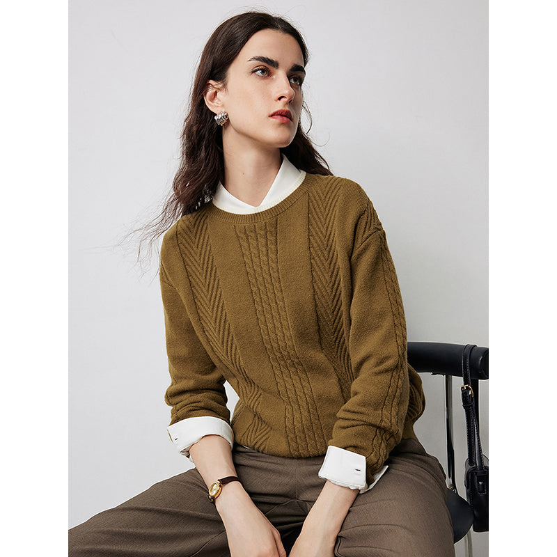 Women's twisted pattern pullover sweater, view 6 - MRSLM