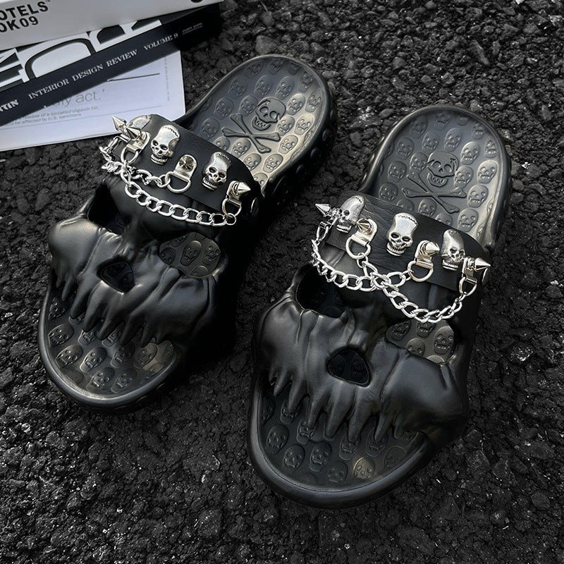 men's thick sole skull slippers, view 5 - MRSLM