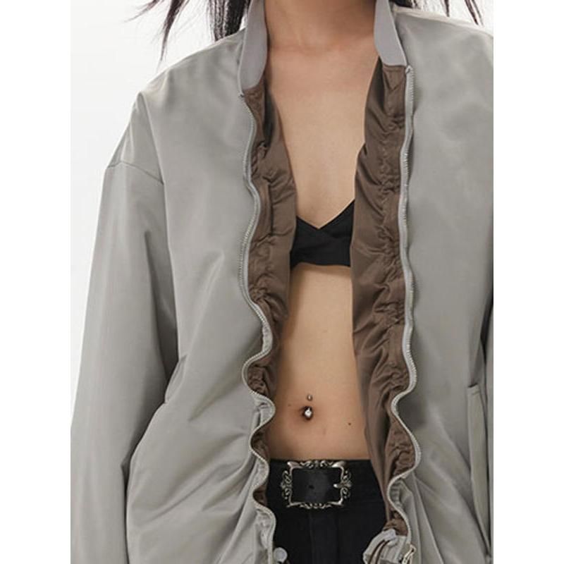 women's pleated zipper cotton jacket, view 6 - MRSLM