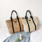 large capacity straw beach tote, view 4 - MRSLM