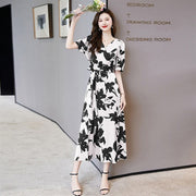 V-neck printed short sleeve dress - MRSLM