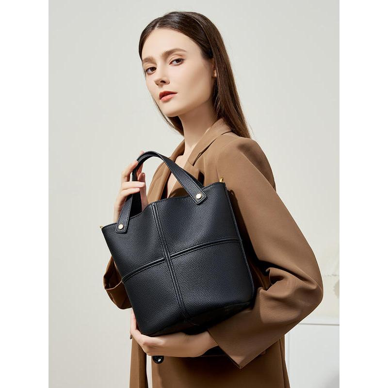 Genuine leather bucket tote bag, view 7 - MRSLM