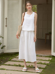 back cross linen top, view 9 - MRSLM
