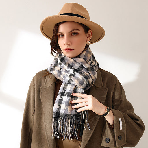 plaid tassel scarf shawl - MRSLM