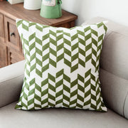 green geometric embroidered cushion cover, view 8 - MRSLM