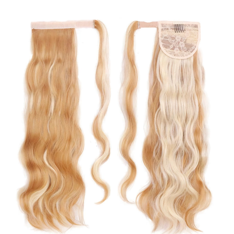 blonde wavy clip-in ponytail extension, view 5 - MRSLM