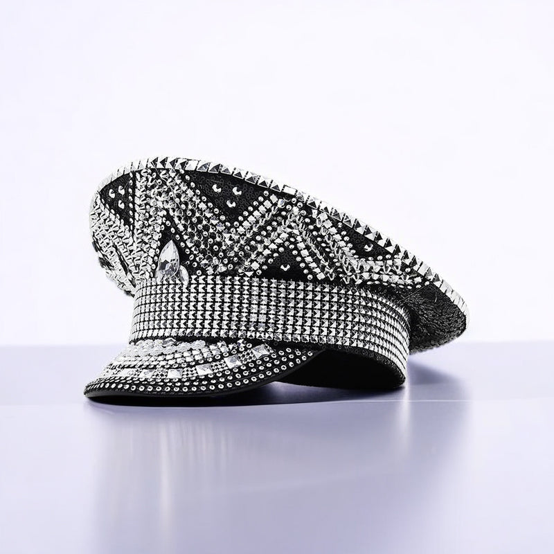 black paillette flat top party hat - MRSLM