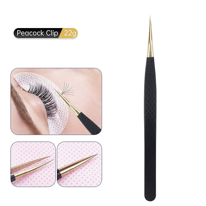 stainless steel eyelash tweezers, view 2 - MRSLM