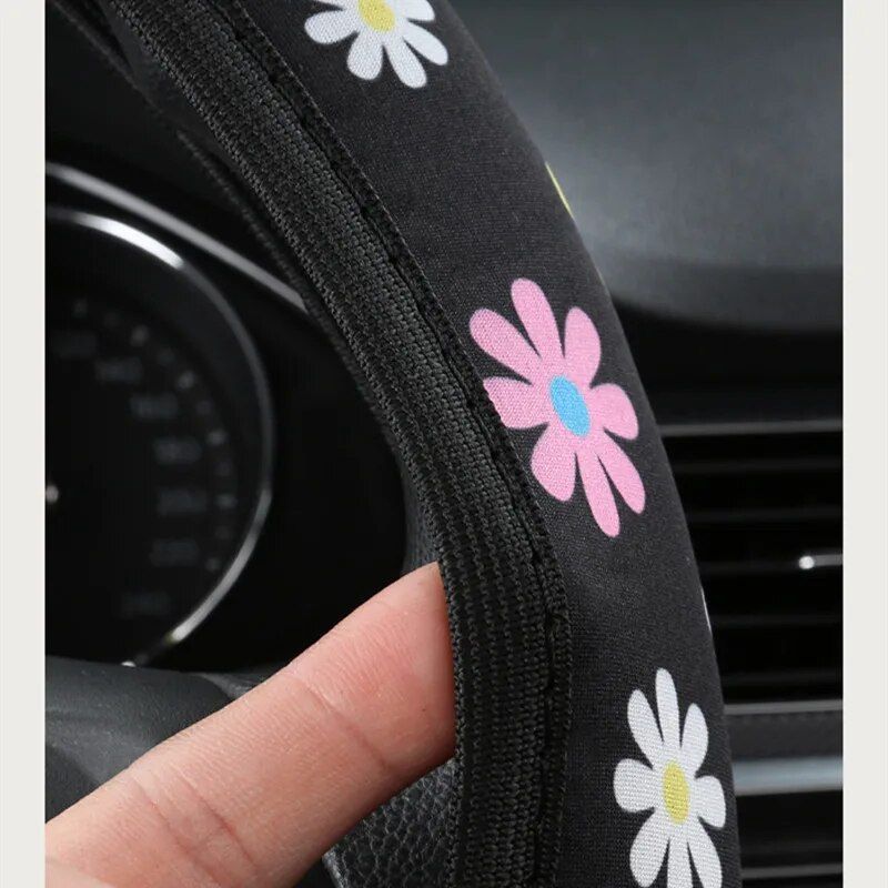 floral print 38cm steering wheel cover, view 4 - MRSLM