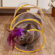 cat tunnel toy with bell and feather, view 6 - MRSLM