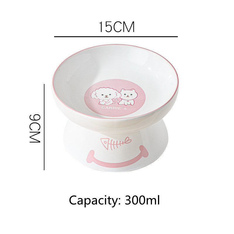 elevated ceramic pet bowl, view 2 - MRSLM