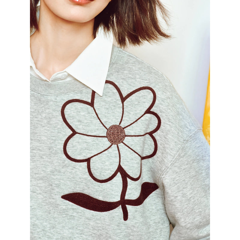 women's floral round neck pullover, view 9 - MRSLM