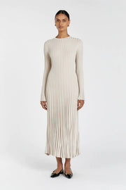 round neck A-line knitted dress, view 7 - MRSLM