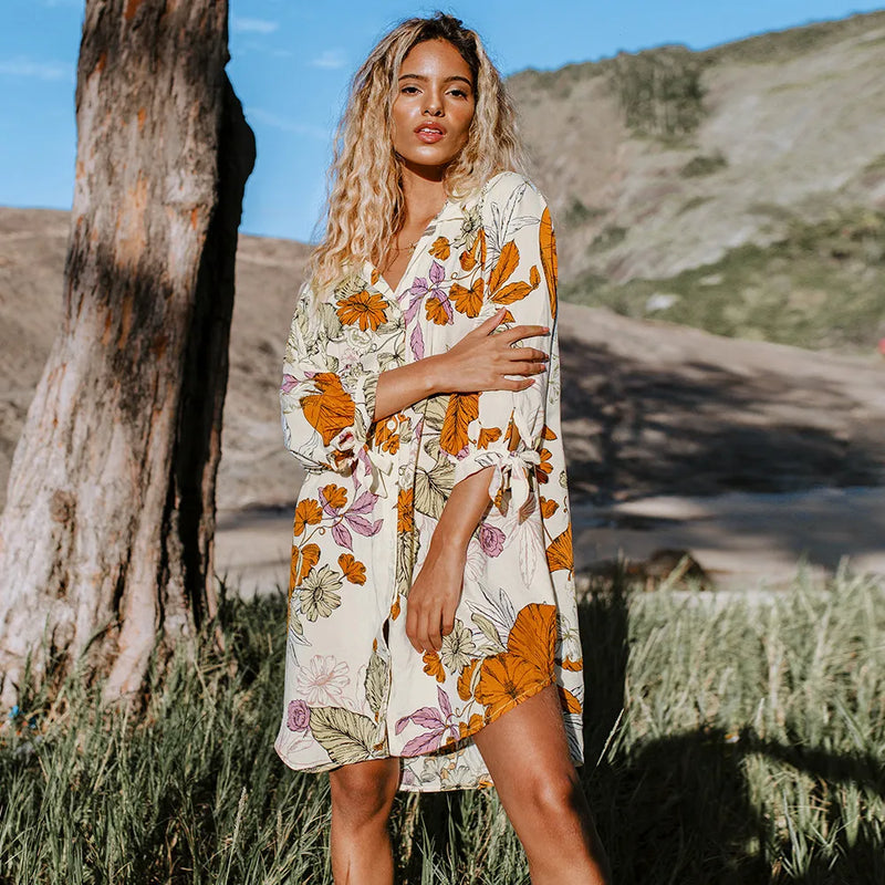 floral buttoned beach tunic dress - MRSLM