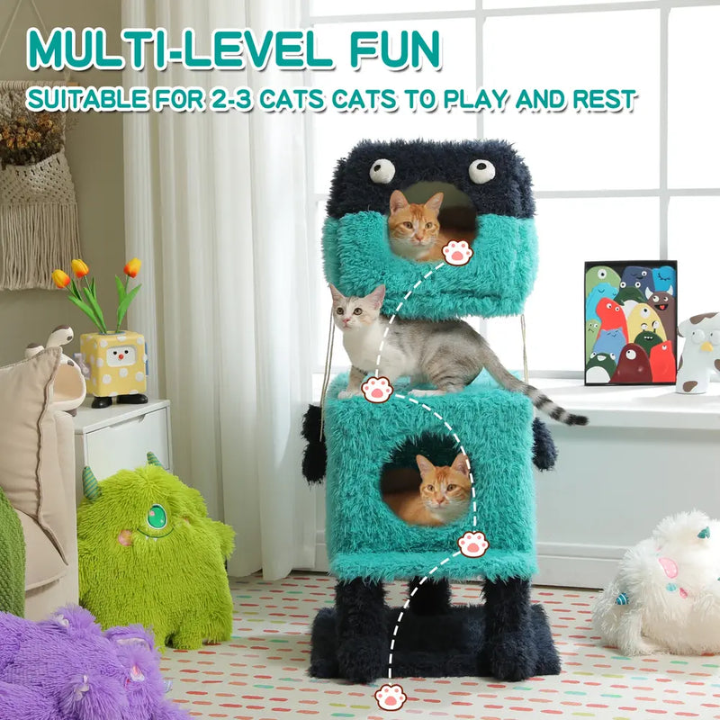 monster cat tree with condos, view 4 - MRSLM