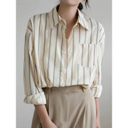 Striped office blouse, view 6 - MRSLM