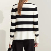 striped V-neck zip cardigan, view 8 - MRSLM