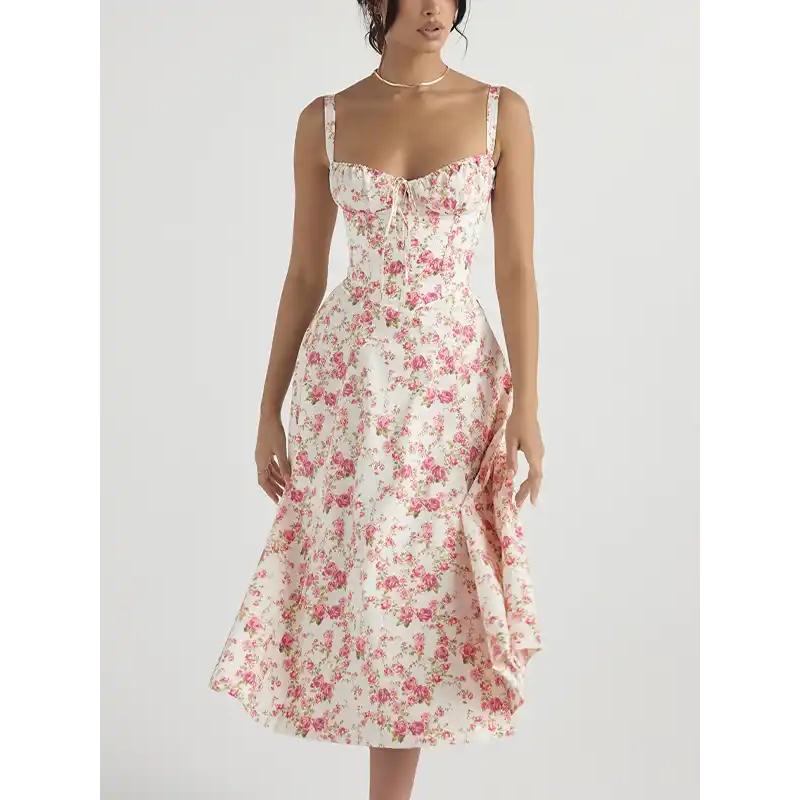 floral print camisole midi dress, view 6 - MRSLM