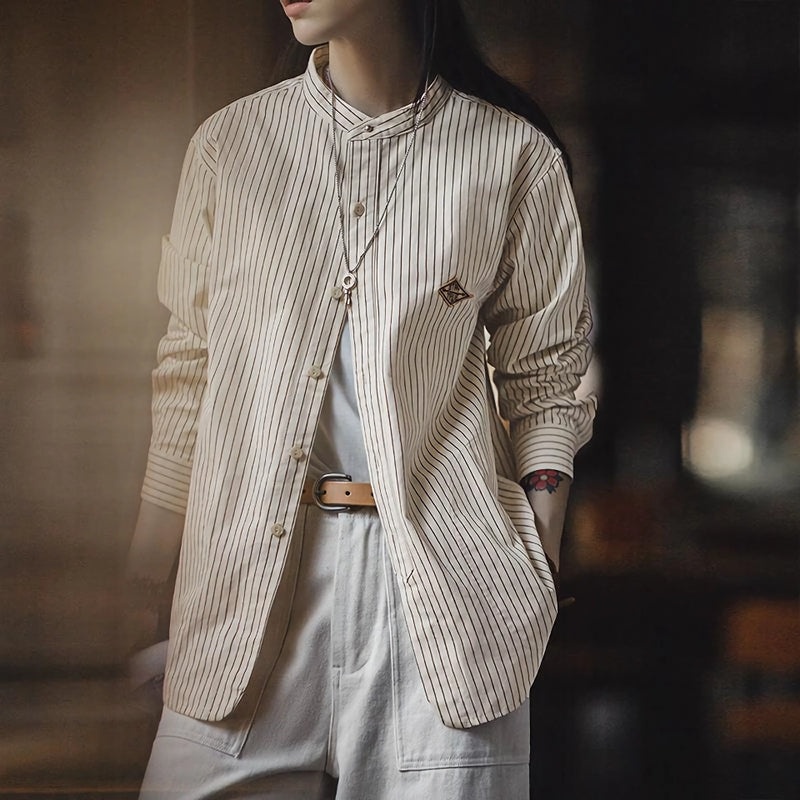 Stylish Striped Long-Sleeve Cotton Shirt