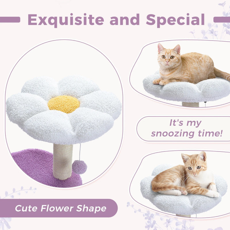 small purple flower cat tree with condo, view 4 - MRSLM