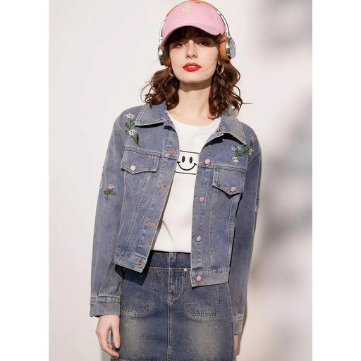 Embroidered denim jacket for women, view 2 - MRSLM