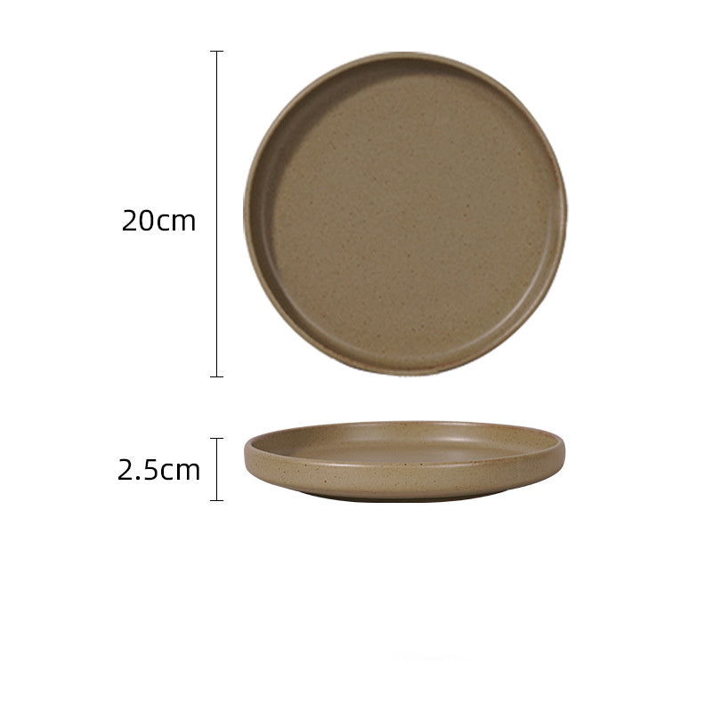 retro matte gray porcelain steak plate, view 2 - MRSLM