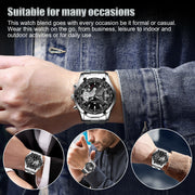 classic silver men's quartz watch, view 2 - MRSLM