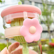 flower glass cup with lid, straw and infuser, view 9 - MRSLM