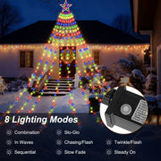 Multicolor waterfall Christmas tree lights with star topper, view 3 - MRSLM