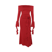 off-shoulder ribbon dress, view 5 - MRSLM