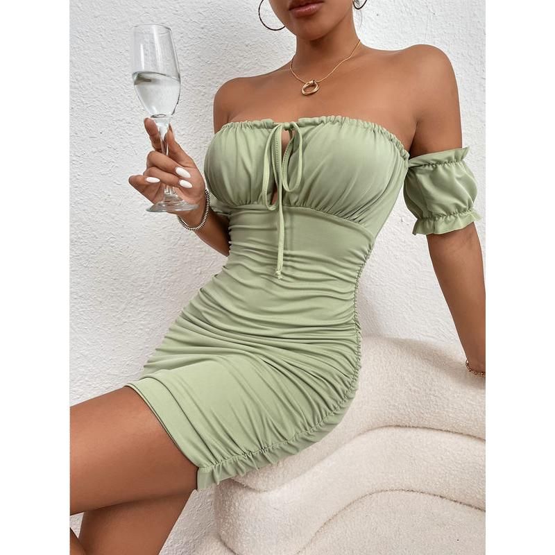 off-shoulder bodycon dress, view 4 - MRSLM