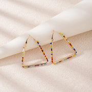 colorful beaded triangle hoop earrings, view 5 - MRSLM