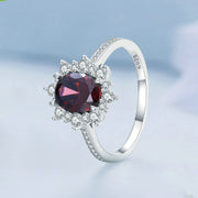 red zircon silver wedding ring, view 5 - MRSLM