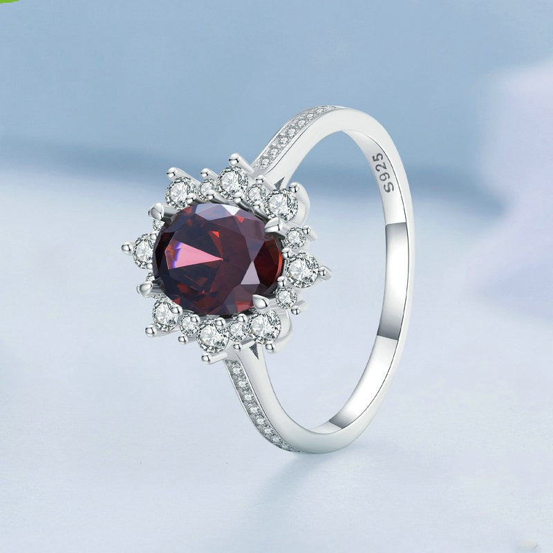 red zircon silver wedding ring, view 5 - MRSLM