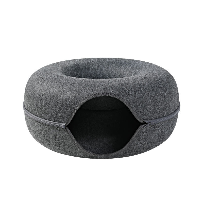 Dual-use donut cat bed and tunnel, view 3 - MRSLM